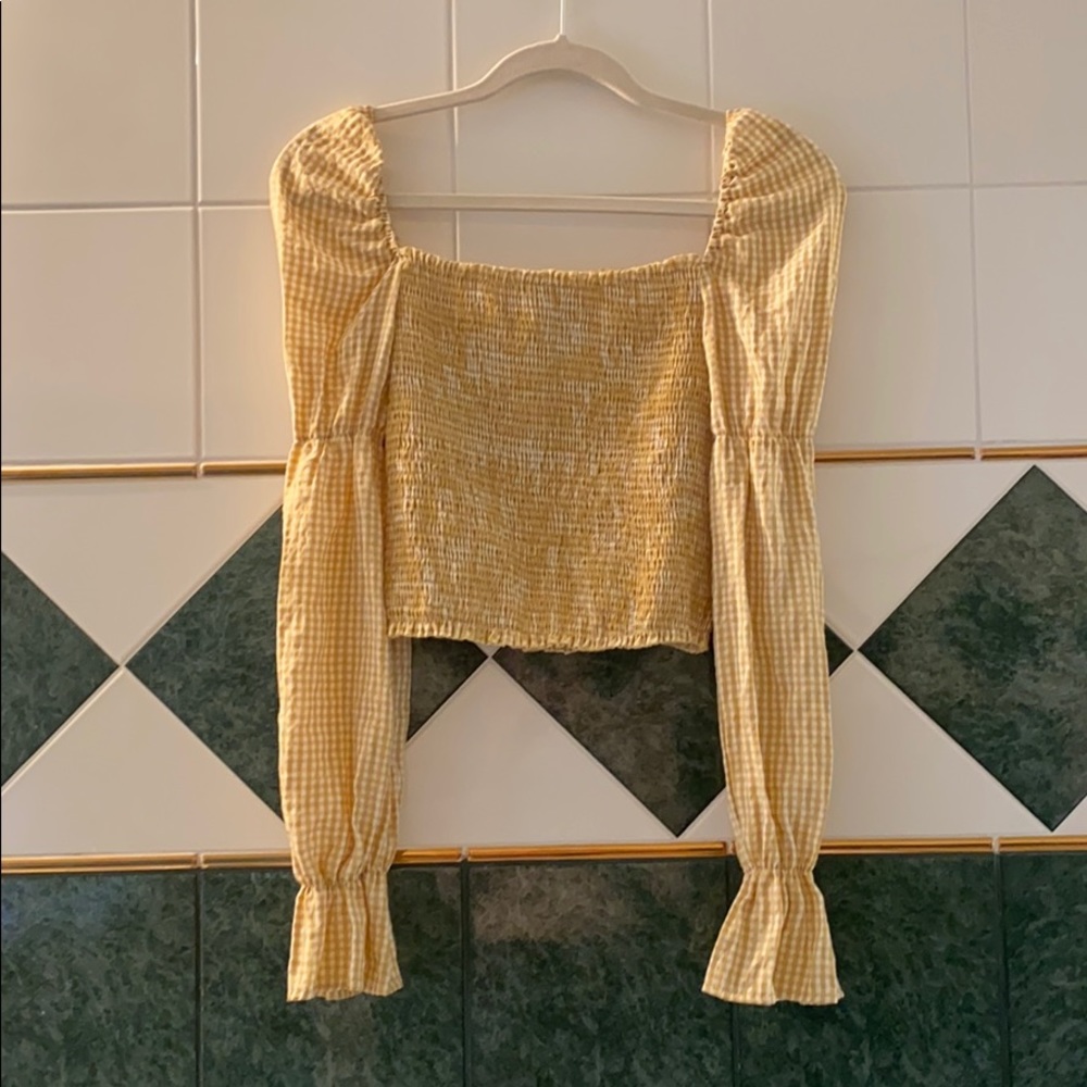 Nasty Gal mustard checked crop top